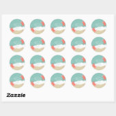 Sticker Rond Plage Sauvez la date Crabe Sable Ocean Waves (Feuille)