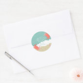 Sticker Rond Plage Sauvez la date Crabe Sable Ocean Waves (Enveloppe)