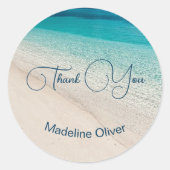 Sticker Rond Plage Scène Bleu Sable Merci moderne (Devant)