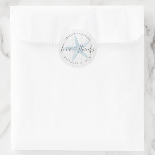 Sticker Rond Plage Starfish Merci Mariage rustique Favoriser (Sac)
