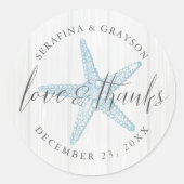 Sticker Rond Plage Starfish Merci Mariage rustique Favoriser (Devant)