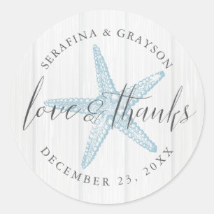 Sticker Rond Plage Starfish Merci Mariage rustique Favoriser
