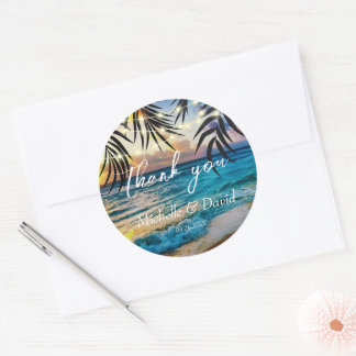 Sticker Rond Plage Sunset String Lights