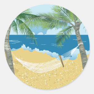 Sticker Rond Plage ~ Tropical Beach Hammock Vacances