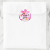 Sticker Rond Plage Tropical Floral Mariage rose Merci (Sac)