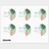 Sticker Rond Plage tropicale Bébé à bord baby shower de surf (Feuille)