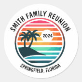 Sticker Rond Plage tropicale Famille Réunion Vacances (Devant)