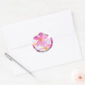 Sticker Rond Plage Tropicale Fleur de Frangipanier Rose Adresse (Enveloppe)