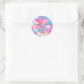 Sticker Rond Plage Tropicale Fleurs Roses Mer Bleue Adresse de (Sac)