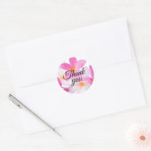 Sticker Rond Plage Tropicale Fleurs Roses Remerciements Mariage (Enveloppe)