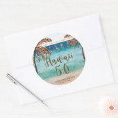 Sticker Rond plage tropicale Hawaii 5 0 cinquante anniversaire  (Enveloppe)