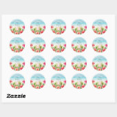 Sticker Rond Plage tropicale Hibiscus Plaque en papier (Feuille)