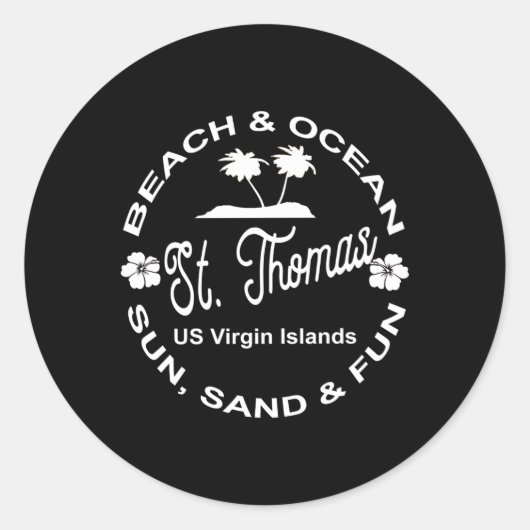 Sticker Rond Plage tropicale Océan St Thomas Us (Devant)