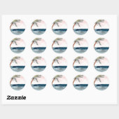 Sticker Rond Plage tropicale palmier-monogramme (Feuille)
