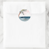 Sticker Rond Plage tropicale palmier-monogramme (Sac)