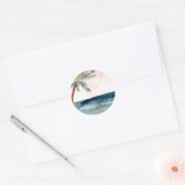 Sticker Rond Plage tropicale palmier-monogramme (Enveloppe)