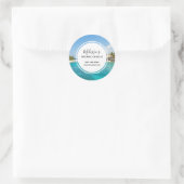 Sticker Rond Plage tropicale pittoresque avec huttes de chaume (Sac)