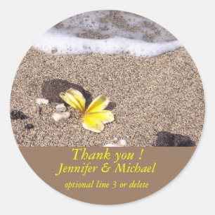 Sticker Rond Plage tropicale Plumeria jaune