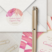 Sticker Rond Plage tropicale rose