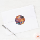 Sticker Rond Plage tropicale Sunset Dreams (Enveloppe)