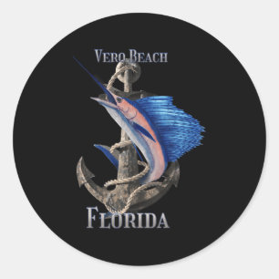 Sticker Rond Plage Vero Floride Espadon Marlin Pêche Océane