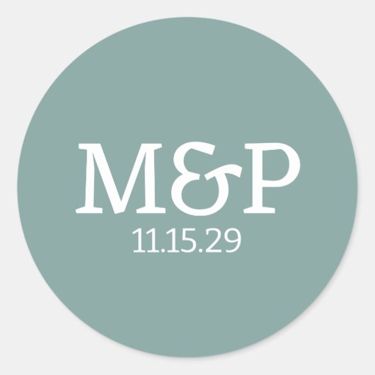 Sticker Rond Plage Vibe Initiales Turquoise (Devant)