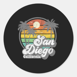 Sticker Rond Plage vintage de San Diego Californie Surf Rétro S