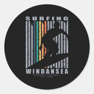 Sticker Rond Plage Windansea Surf Plage Rétro Surf Vacat été ét