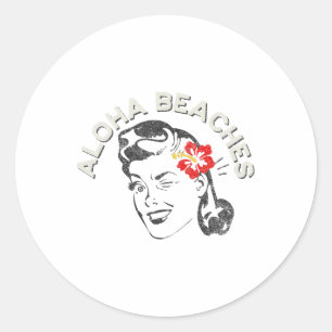 Sticker Rond Plages Aloha Retro Style Vintage Hawaii Vacances1