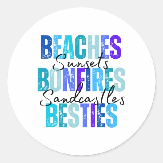 Sticker Rond Plages Bonfires Besties (Devant)