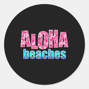 Sticker Rond Plages d'Aloha Hibiscus rose Fleur Hawaii Hawaii H