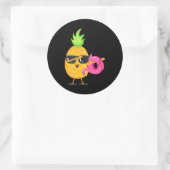 Sticker Rond Plages de Dabbing Pineappy Flamant rose Float Aloh (Sac)