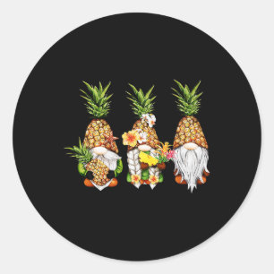 Sticker Rond Plages de Gnomes d'ananas été Aloha Hawaii Hawai
