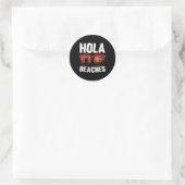 Sticker Rond Plages de Hola Funny Summer Beach Vacances (Sac)