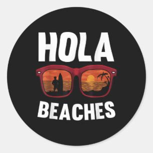Sticker Rond Plages de Hola Funny Summer Beach Vacances