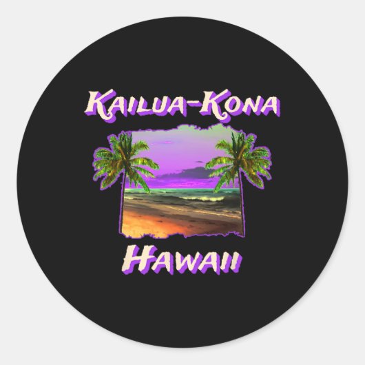 Sticker Rond Plages De Kailua-kona Hawaii 1 (Devant)