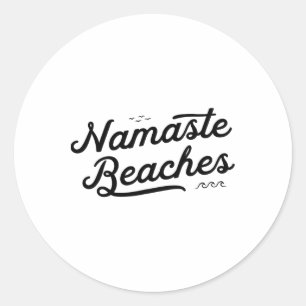 Sticker Rond Plages De Namaste Mignonne Drôle Yoga Summer Plage