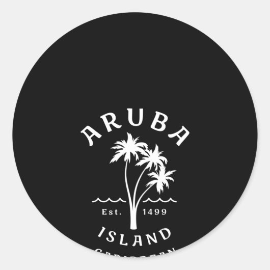 Sticker Rond Plages des Caraïbes d'Aruba Novelt Palm Tree (Devant)