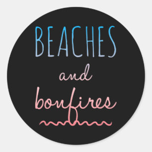 Sticker Rond Plages D'Été Bonfires Love Dire Vacances Mignonnes