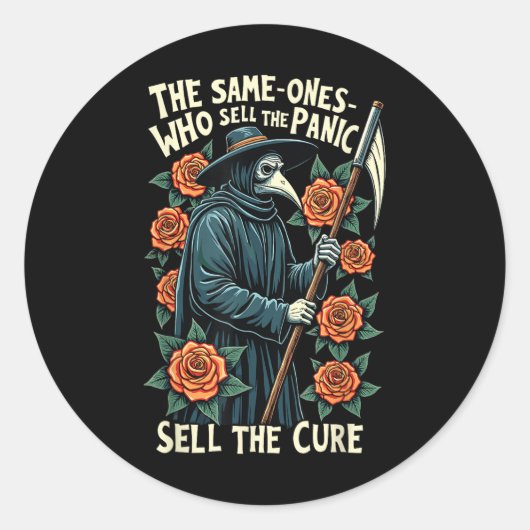 Sticker Rond Plague Doctor The Same One Who Sells The Panic Sel (Devant)