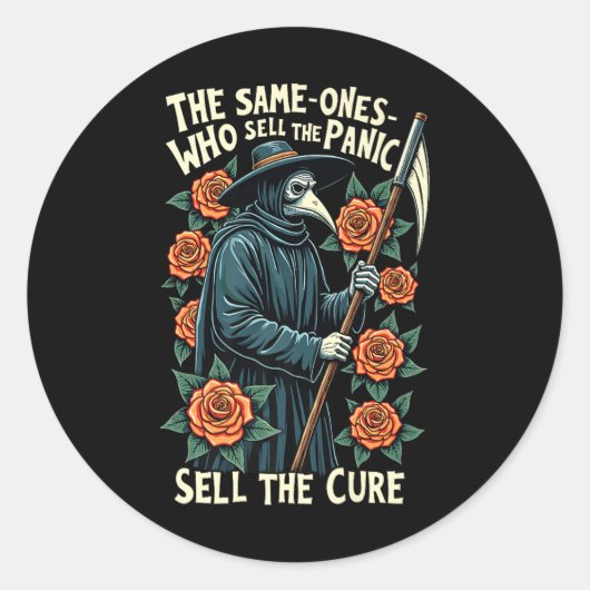 Sticker Rond Plague Doctor The Same One Who Sells The Panic Sel (Devant)