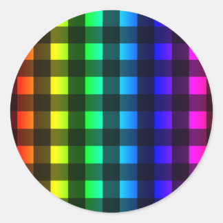 Sticker Rond Plaid à l'arc-en-ciel et au buffle noir