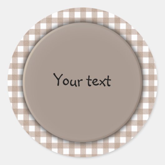 Sticker Rond Plaid beige et blanc (Devant)