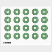 Sticker Rond Plaid blanc et vert moderne (Feuille)