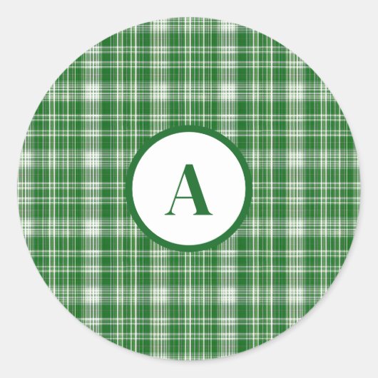 Sticker Rond Plaid blanc et vert moderne (Devant)