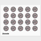 Sticker Rond Plaid Blue Burgundy (Feuille)