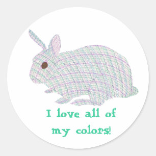 Sticker Rond Plaid Bunny, j'aime toutes mes couleurs, les autoc