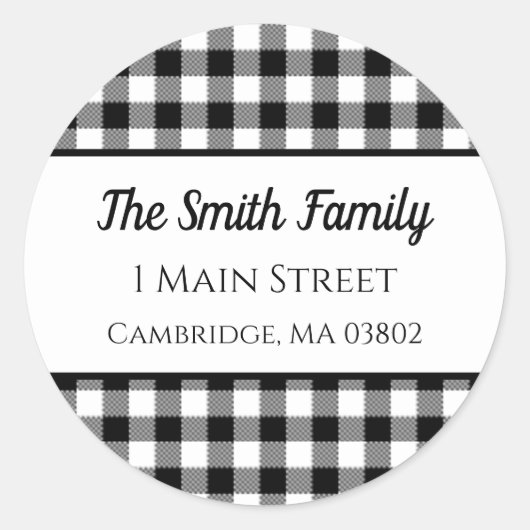 Sticker Rond Plaid de buffle noir et blanc (Devant)