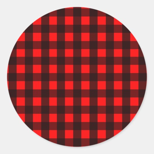 Sticker Rond Plaid de buffle rouge et noir (Devant)