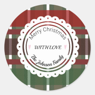 Sticker Rond Plaid de Noël Festif Vacances Vintage